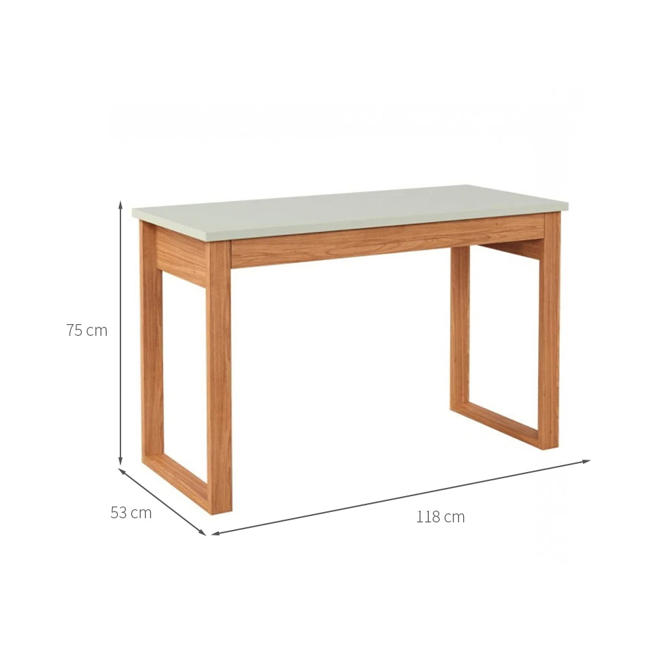 Mesa de Escritório Lanes 100% MDF 1 Gaveta Off White e Freijó