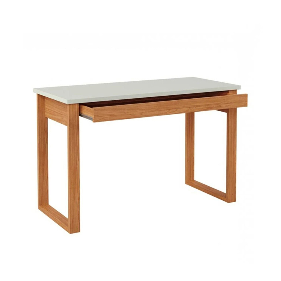 Mesa de Escritório Lanes 100% MDF 1 Gaveta Off White e Freijó