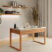 Mesa de Escritório Lanes 100% MDF Off White e Freijó