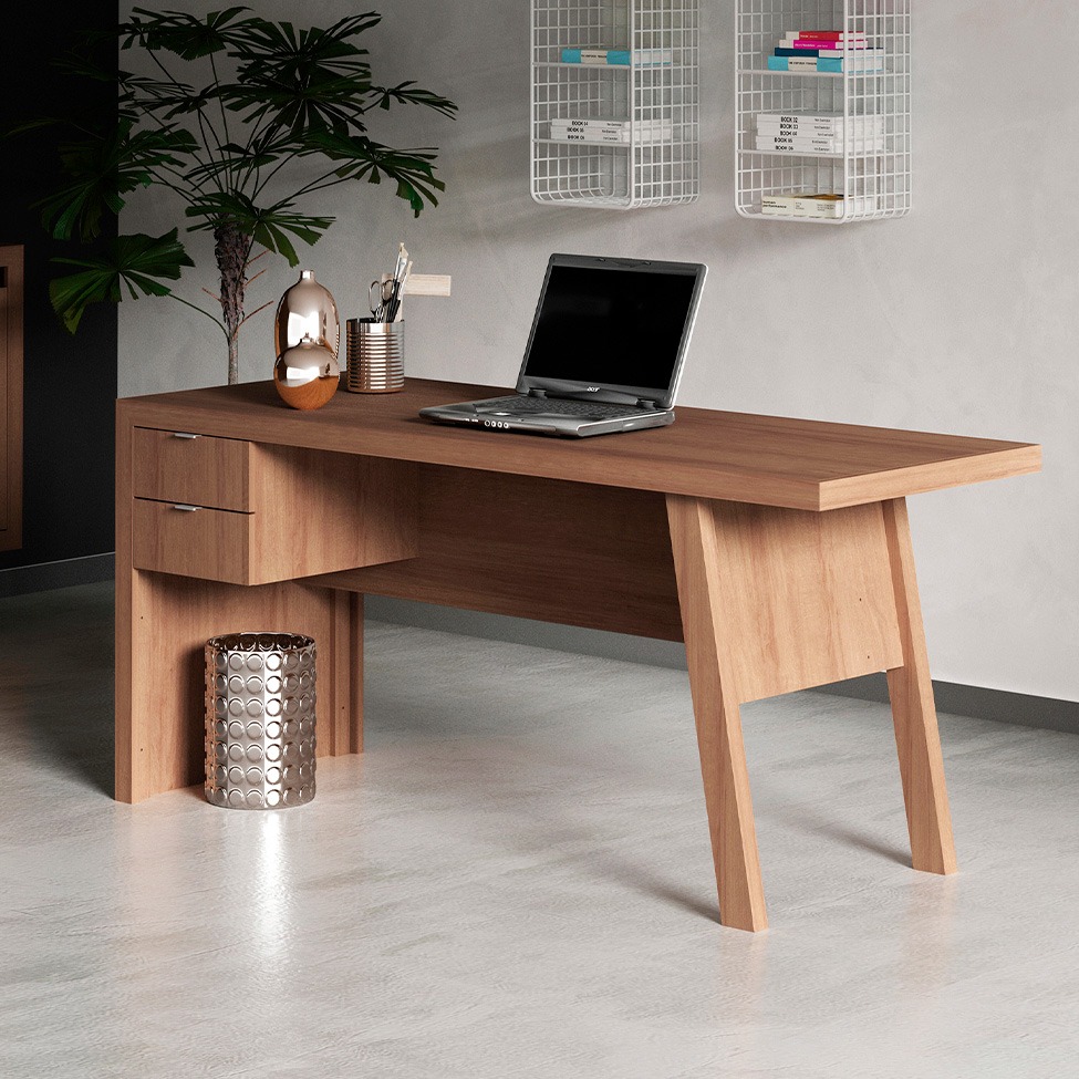Mesa de Escritório Lena 2 GV Amêndoa