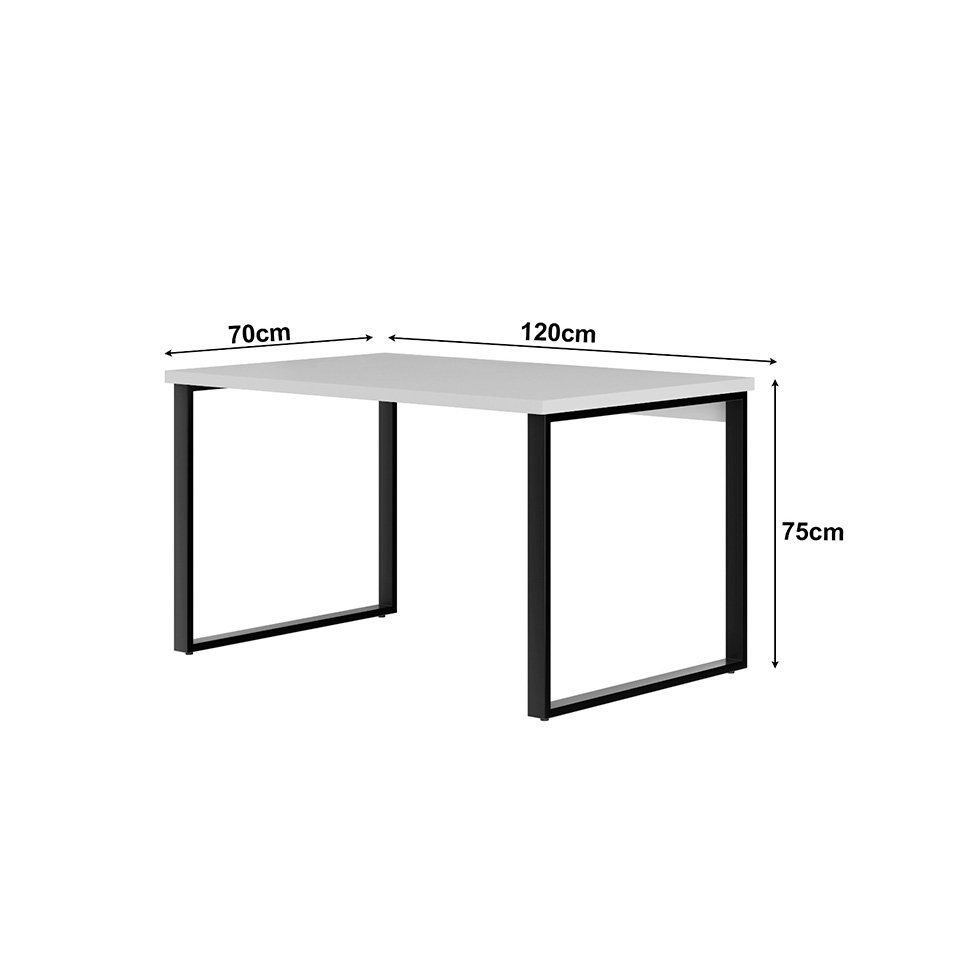 Mesa de Escritório Málaga Branca e Preta 120 cm