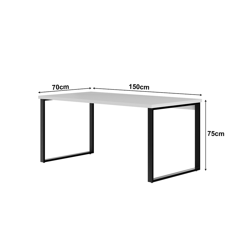 Mesa de Escritório Málaga Branca e Preta 150 cm
