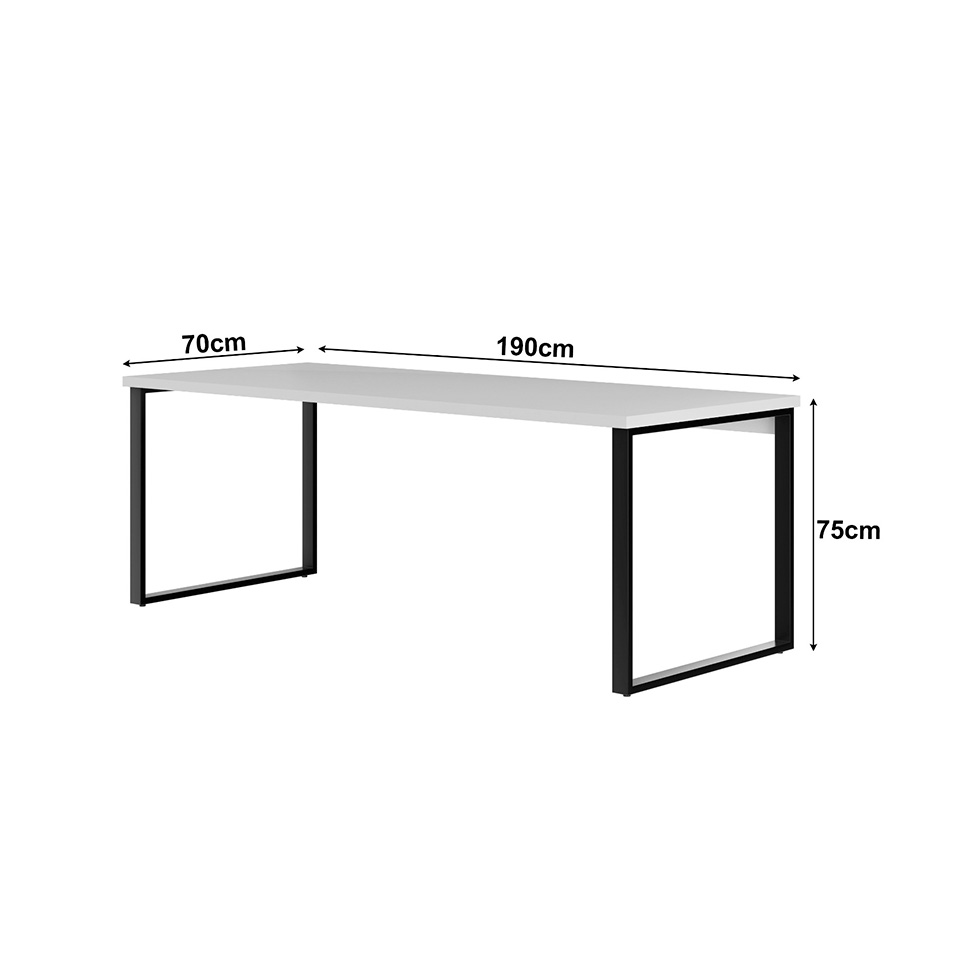 Mesa de Escritório Málaga Branca e Preta 190 cm