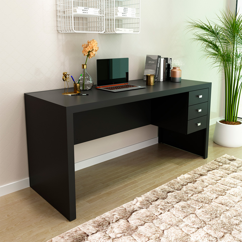 Mesa de Escritório Mari 3 GV Preta