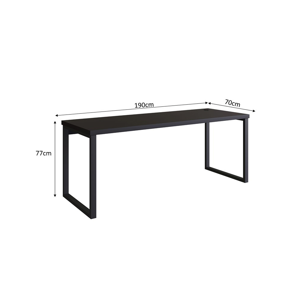 Mesa de Escritório Mathias Preta 190 cm