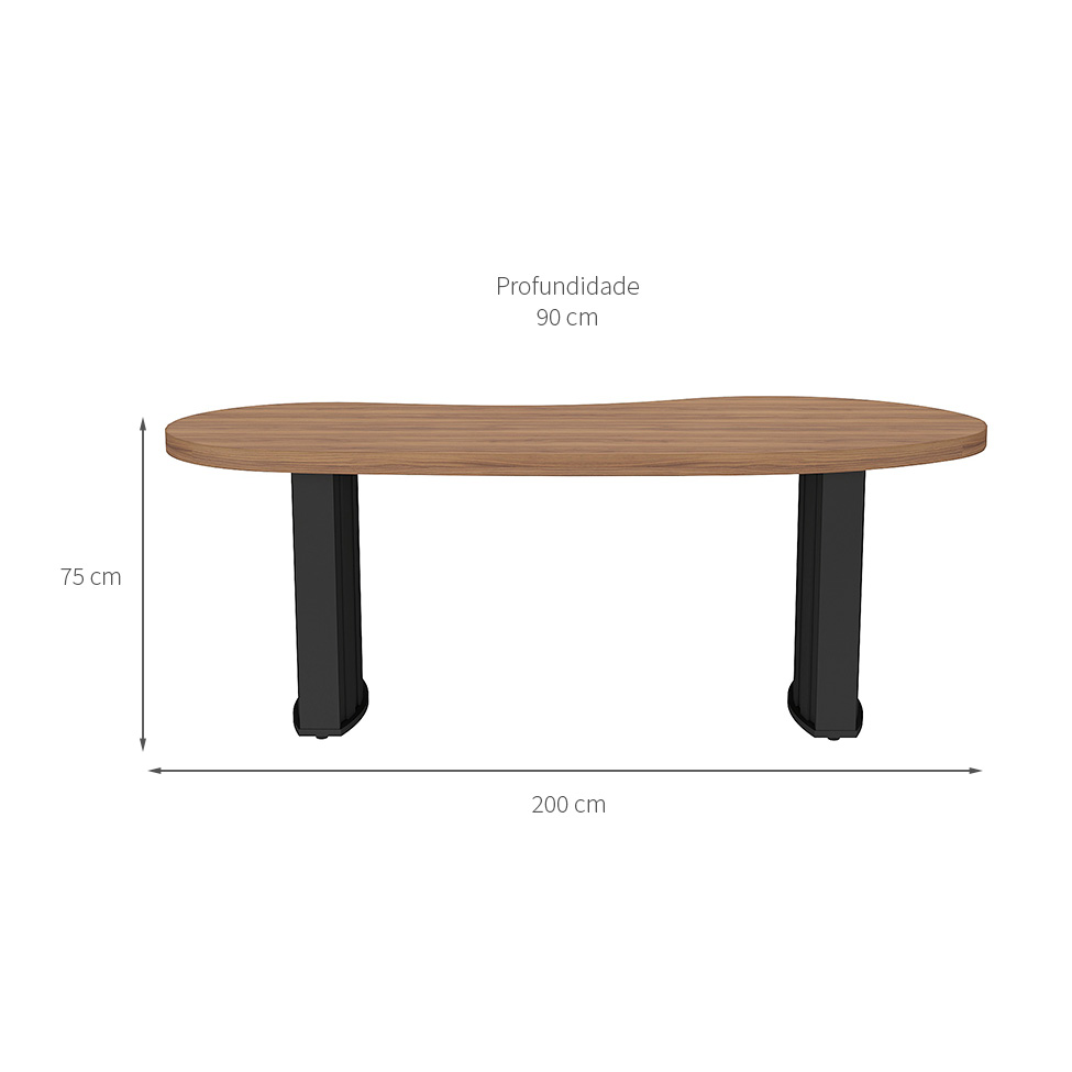 Mesa de Escritório Nikolai Nogal e Preta