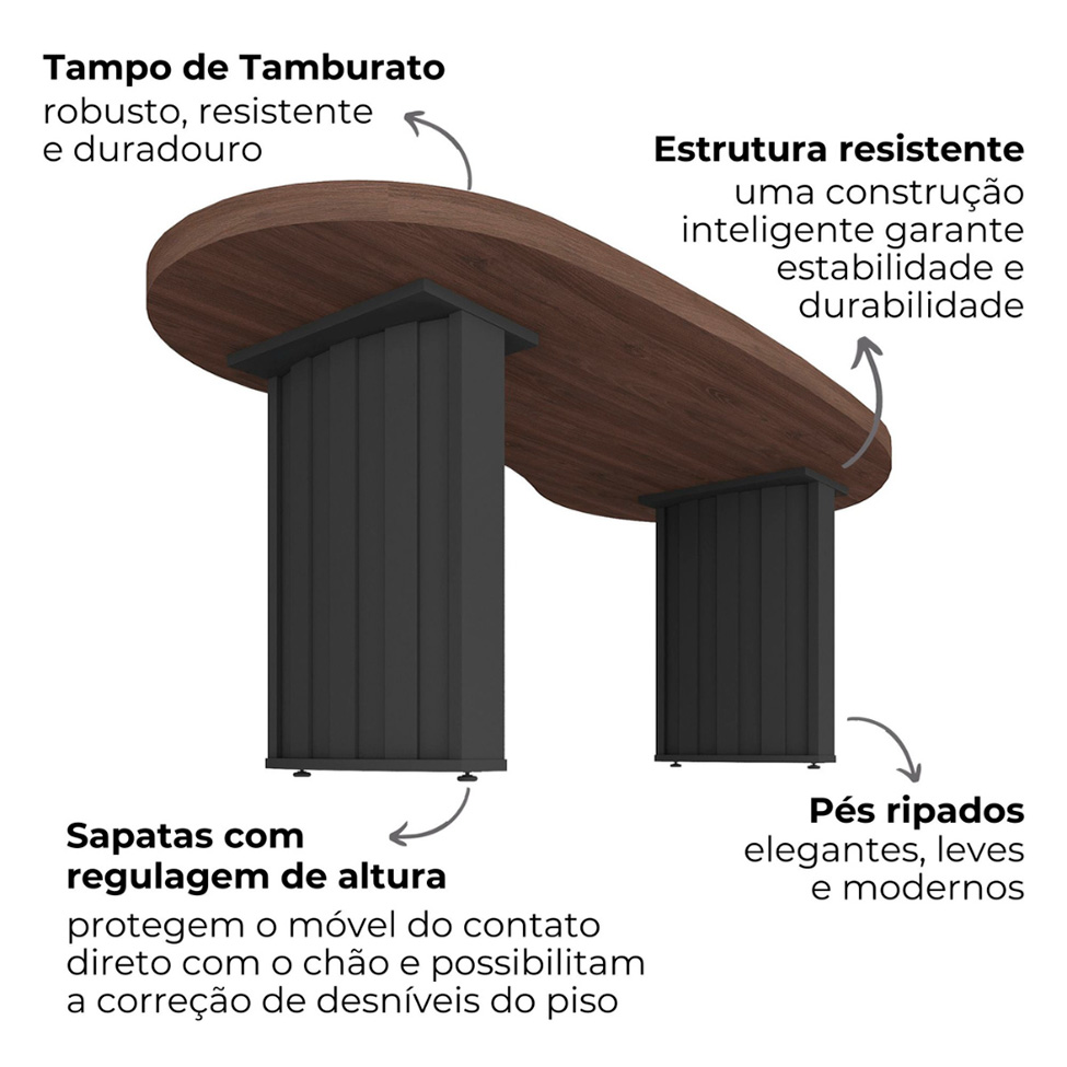 Mesa de Escritório Organic Charuto e Preta