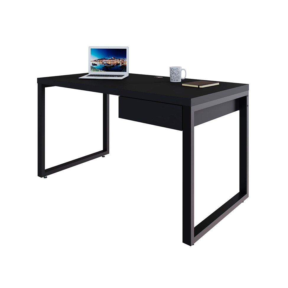 Mesa de Escritório Retangular Miguel 1 GV Preta 135 cm