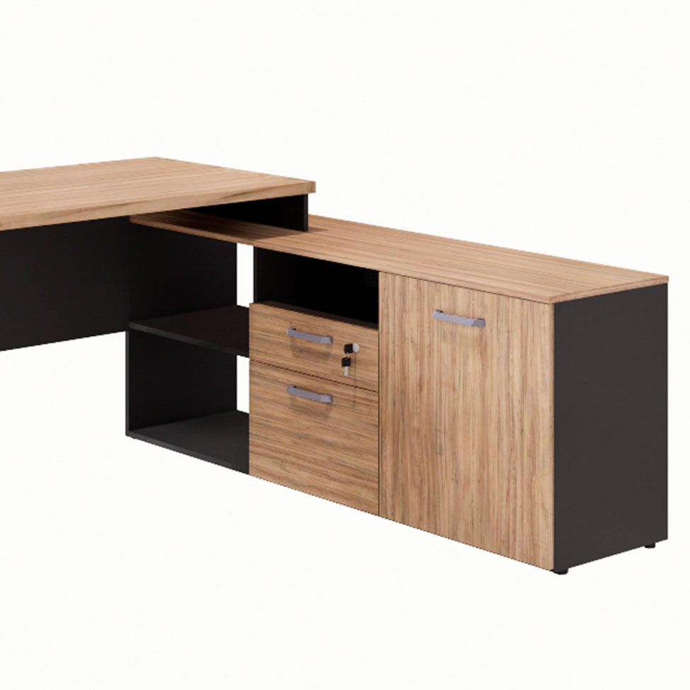 Mesa de Escritório Yaris 1 PT 2 GV Ameixa e Preta