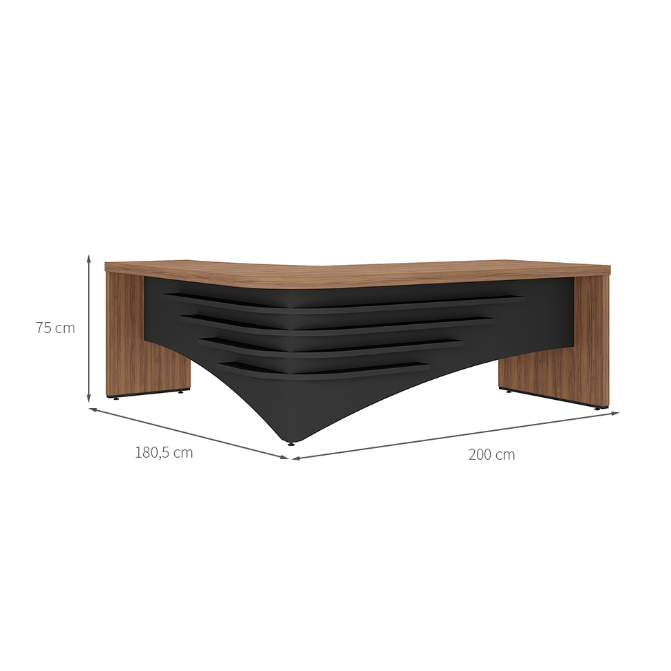 Mesa de Escritório Zamora Lado Direito Nogal e Preto