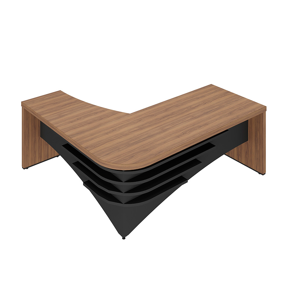 Mesa de Escritório Zamora Lado Direito Nogal e Preto