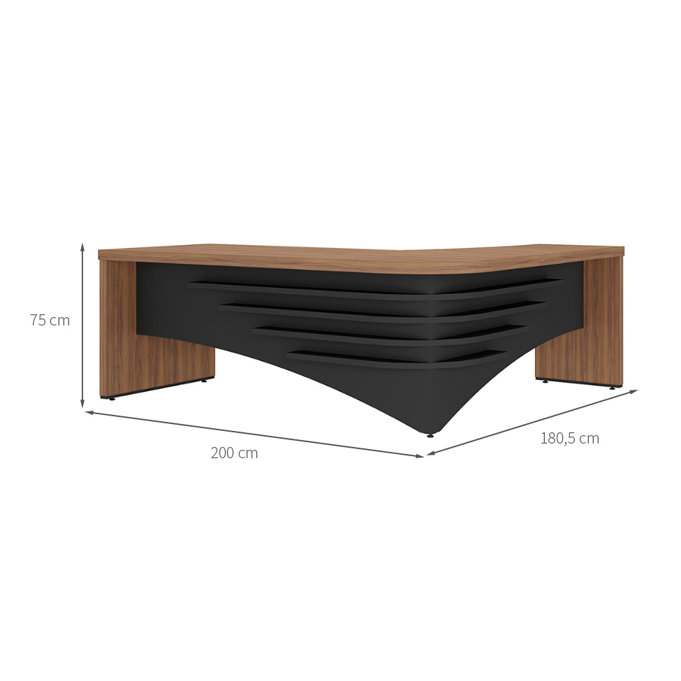 Mesa de Escritório Zamora Lado Esquerdo Nogal e Preto