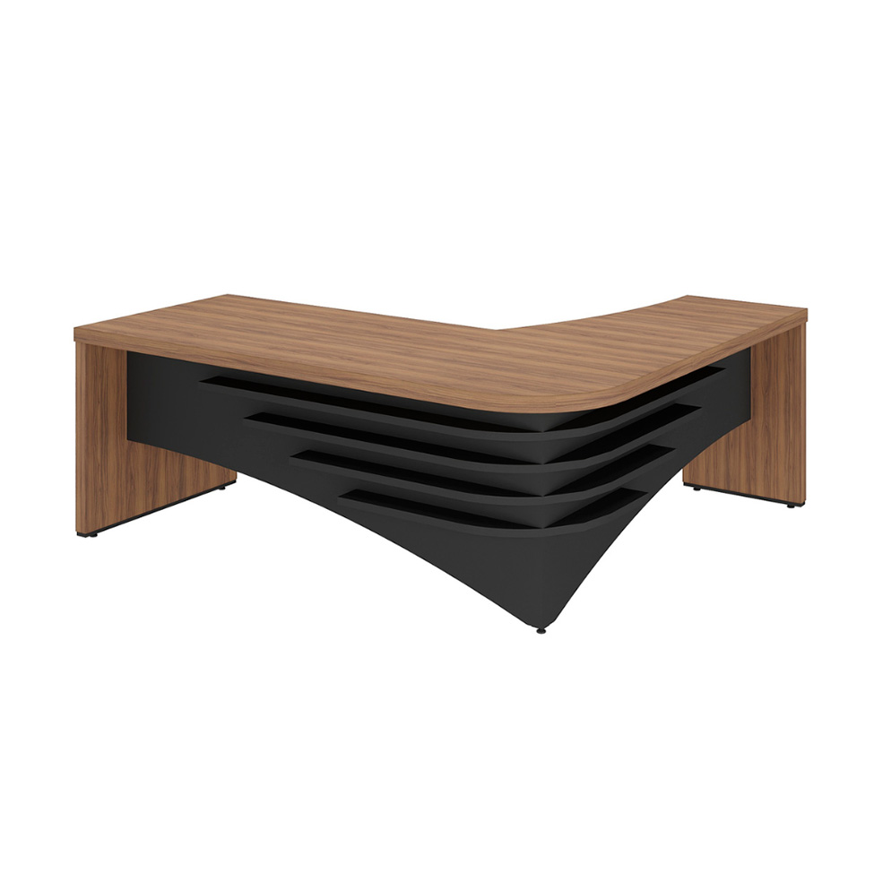 Mesa de Escritório Zamora Lado Esquerdo Nogal e Preto