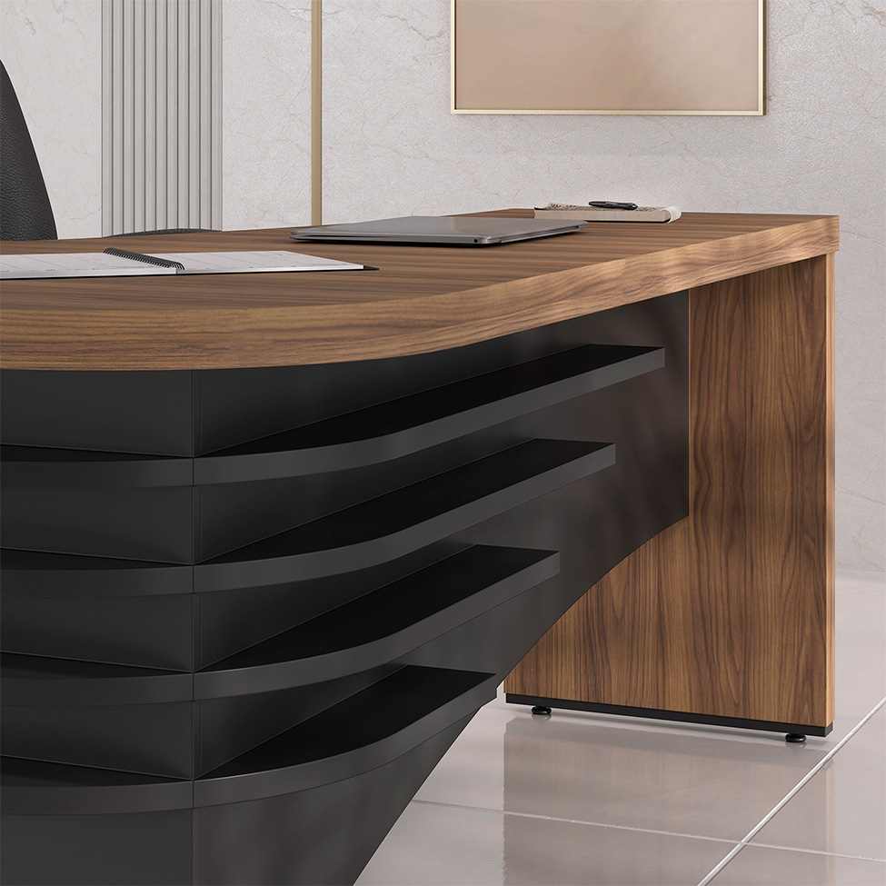Mesa de Escritório Zamora Lado Esquerdo Nogal e Preto