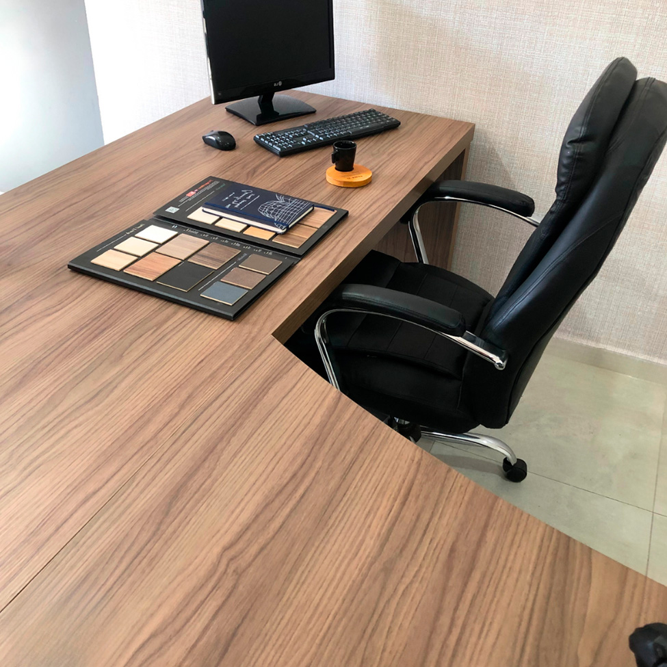 Mesa de Escritório Zamora Lado Esquerdo Nogal e Preto