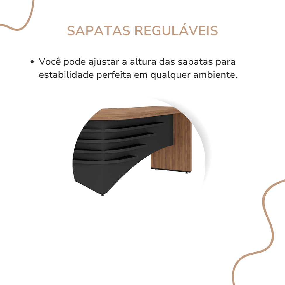 Mesa de Escritório Zamora Lado Esquerdo Nogal e Preto