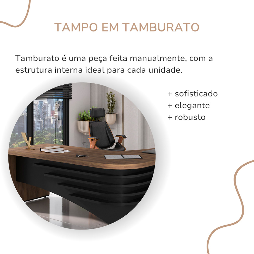 Mesa de Escritório Zamora Lado Esquerdo Nogal e Preto