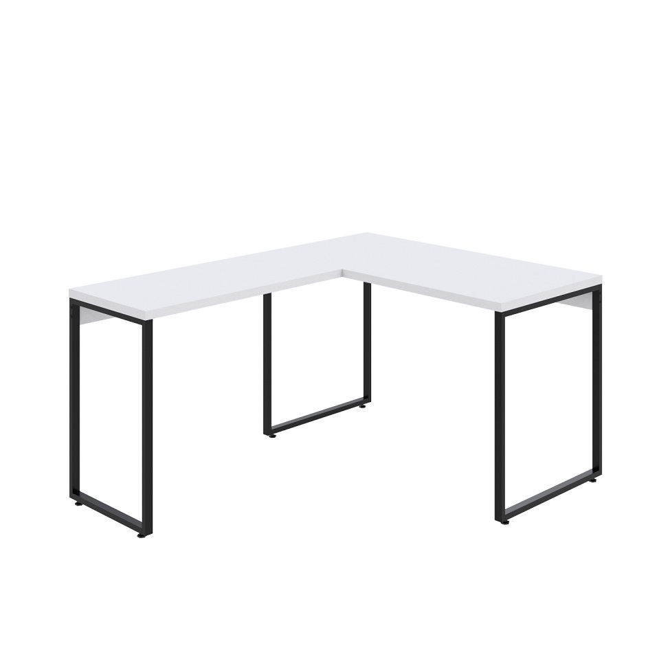 Mesa de Escritório em L Kuadra Branca e Preta 150x120 cm