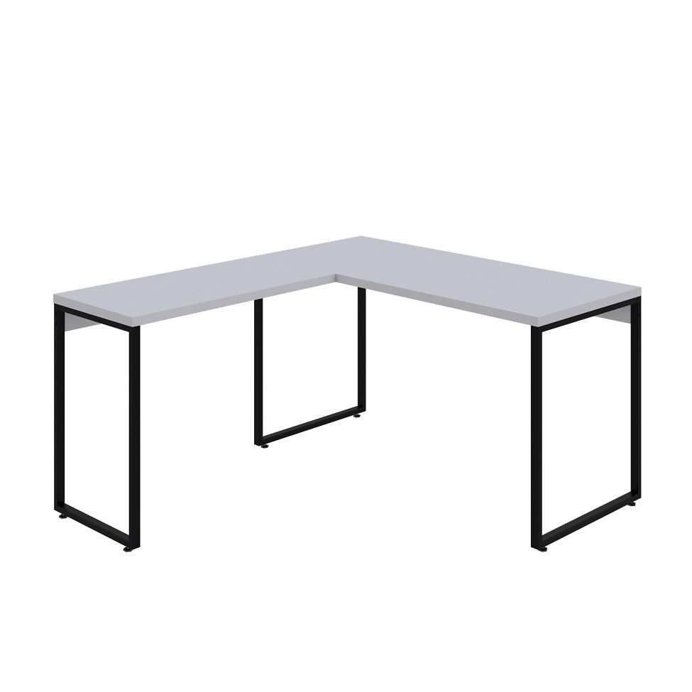 Mesa de Escritório em L Kuadra Branca e Preta 150x135 cm
