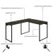 Mesa de Escritório em L Kuadra Carvalho Dark e Preta 150x120 cm