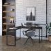 Mesa de Escritório em L Kuadra Carvalho Dark e Preta 150x135 cm
