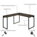 Mesa de Escritório em L Kuadra Carvalho Dark e Preta 150x135 cm