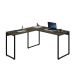 Mesa de Escritório em L Kuadra Carvalho Dark e Preta 150x135 cm