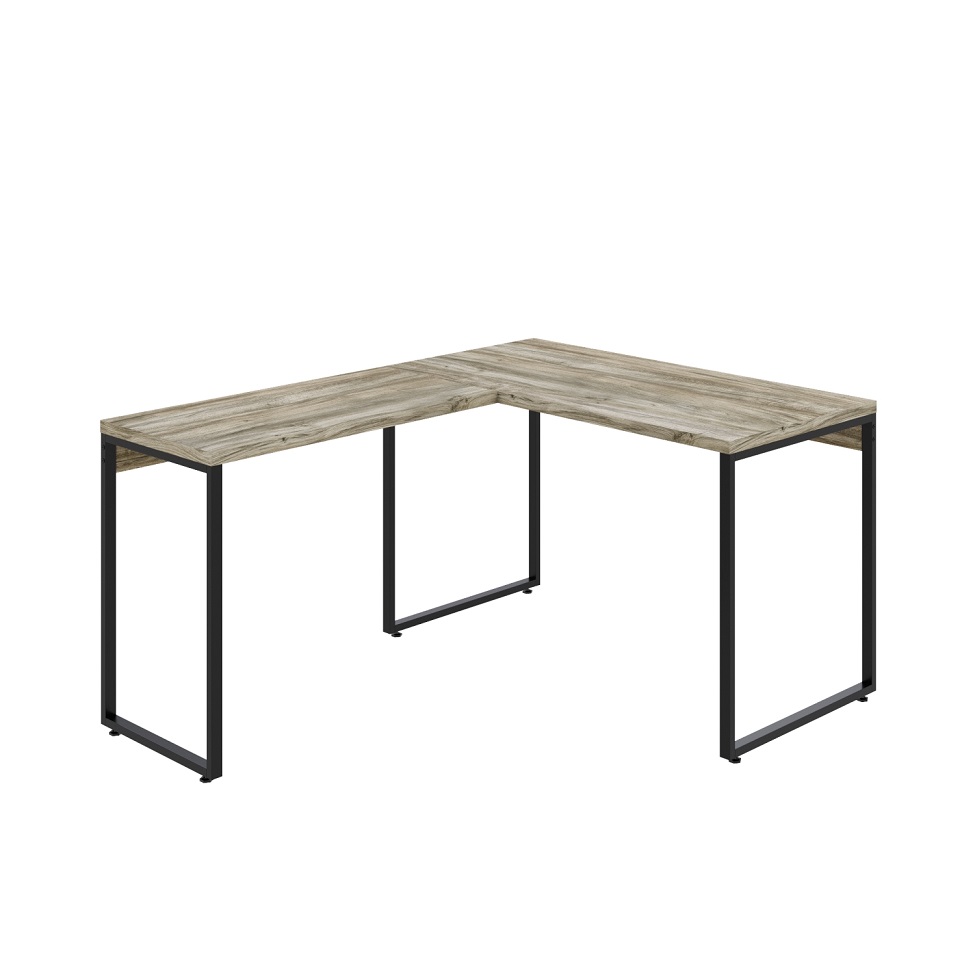 Mesa de Escritório em L Kuadra Carvalho e Preta 150x120 cm