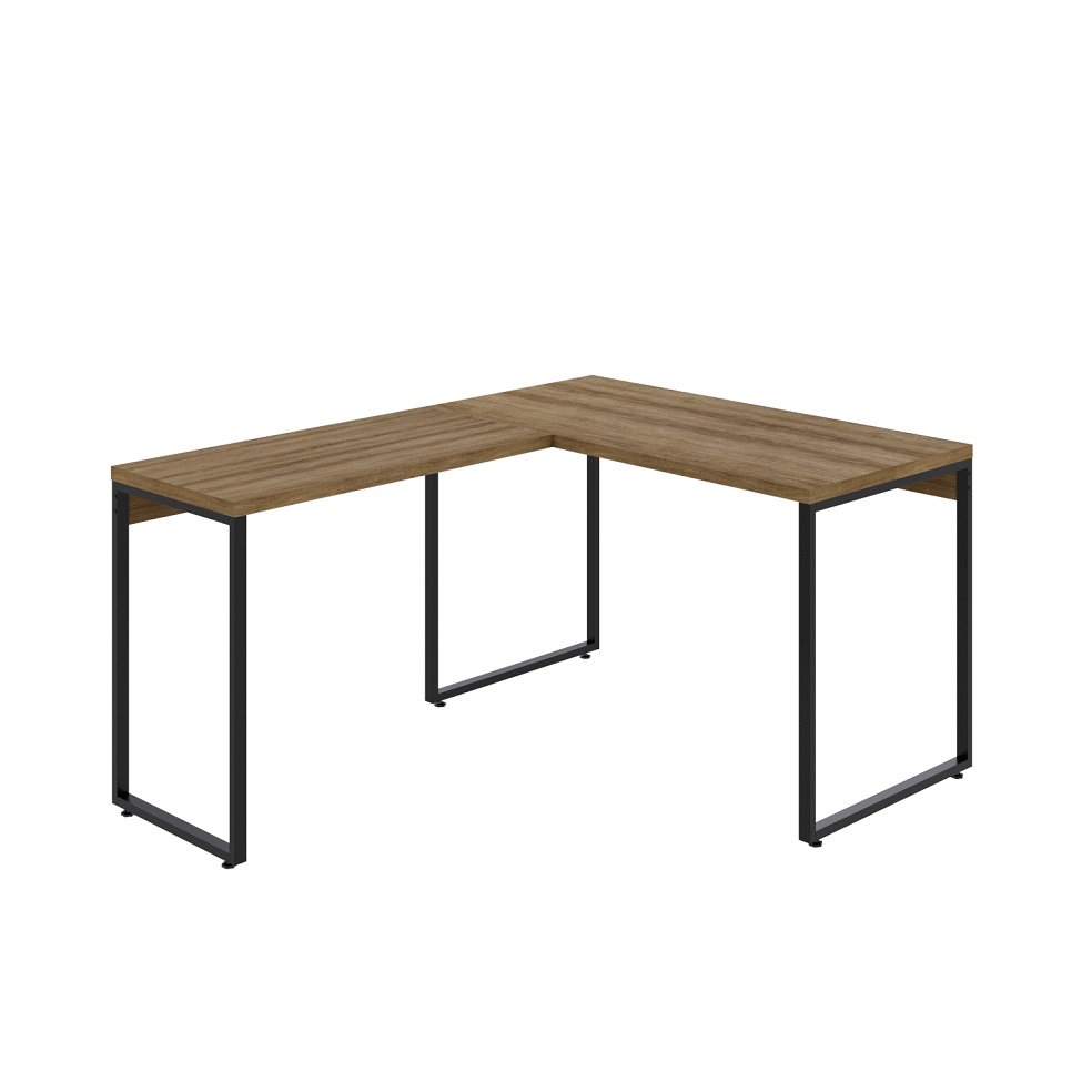 Mesa de Escritório em L Kuadra Mel e Preta 150x120 cm