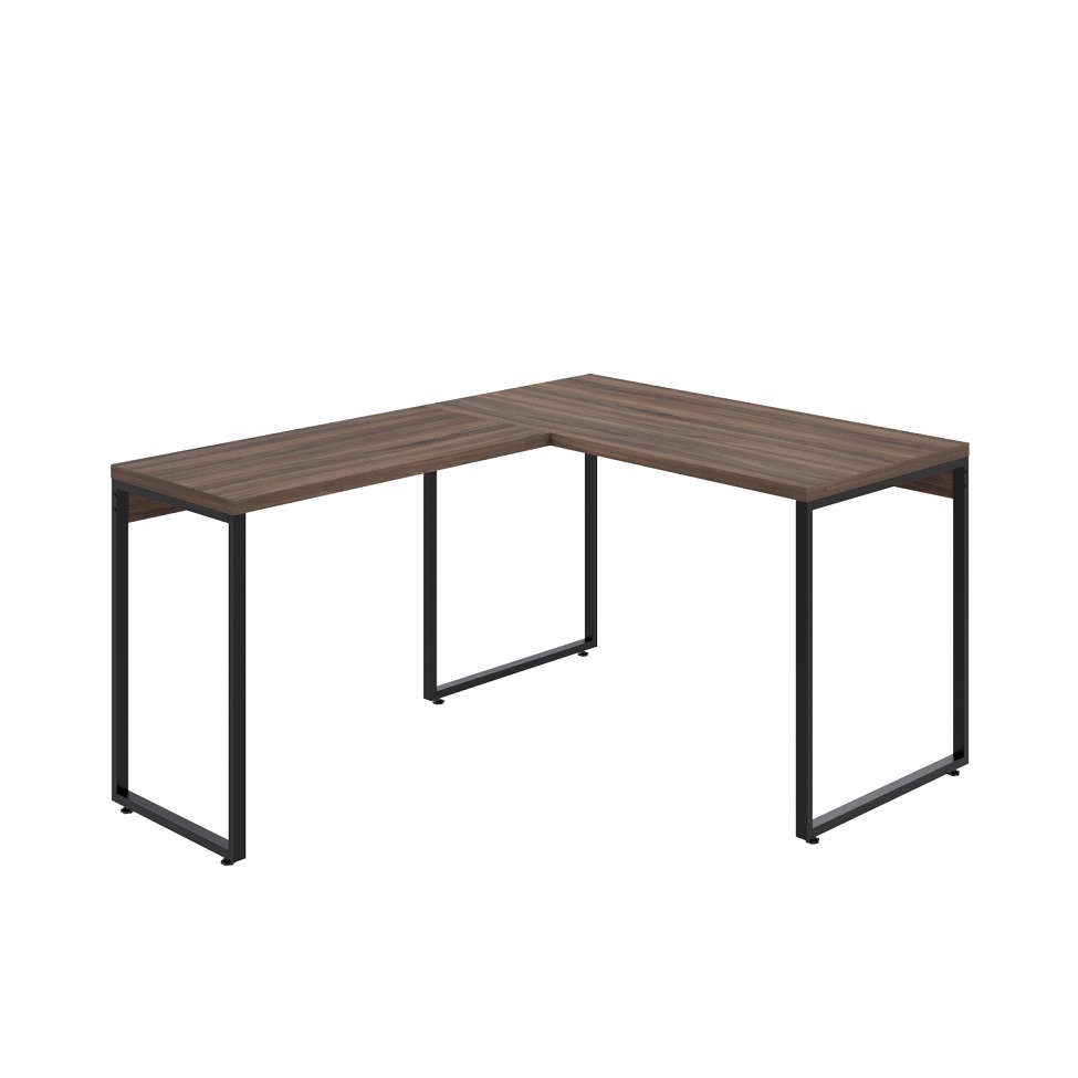 Mesa de Escritório em L Kuadra Nogal e Preta 150x120 cm