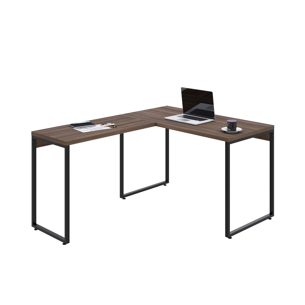 Mesa de Escritório em L Kuadra Nogal e Preta 150x120 cm
