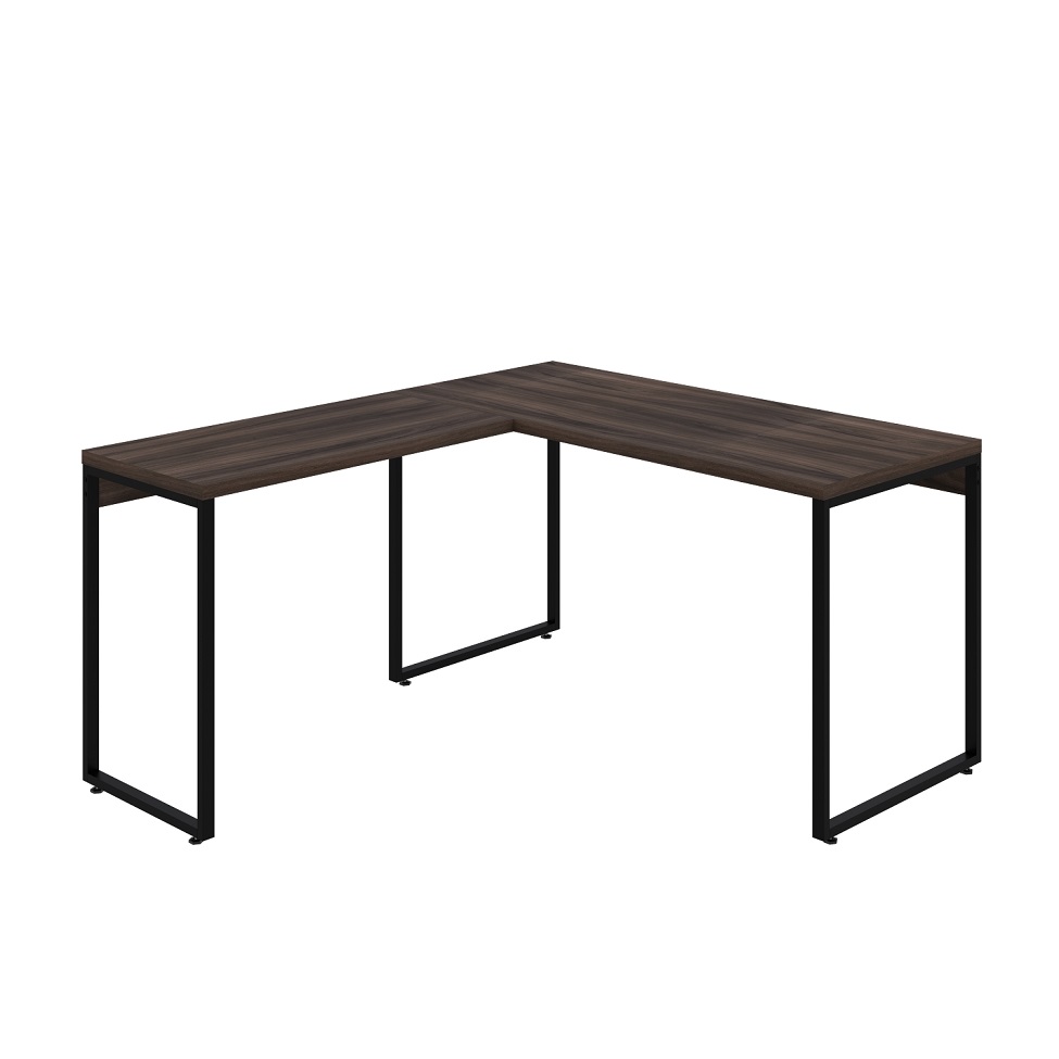 Mesa de Escritório em L Kuadra Nogal e Preta 150x135 cm