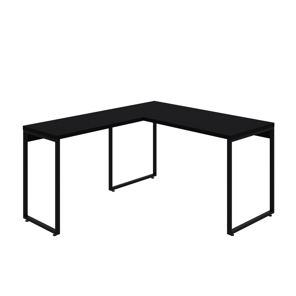 Mesa de Escritório em L Kuadra Preta 150x135 cm