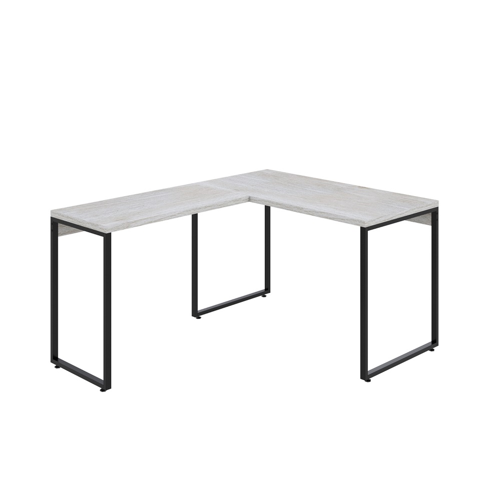 Mesa de Escritório em L Kuadra Snow e Preta 150x120 cm