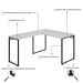 Mesa de Escritório em L Kuadra Snow e Preta 150x120 cm