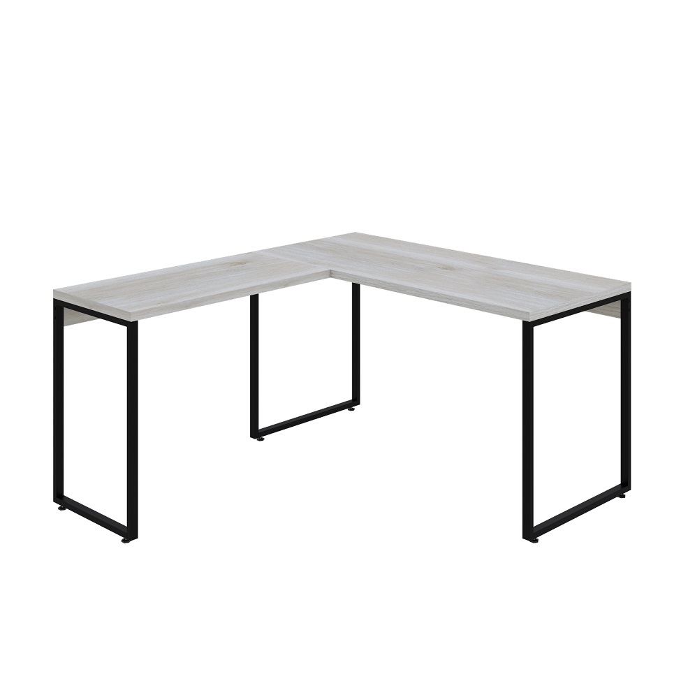 Mesa de Escritório em L Kuadra Snow e Preta 150x135 cm