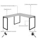 Mesa de Escritório em L Kuadra Snow e Preta 150x135 cm