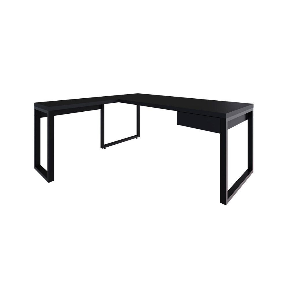 Mesa de Escritório em L Miguel 1 GV Preta 190 cm