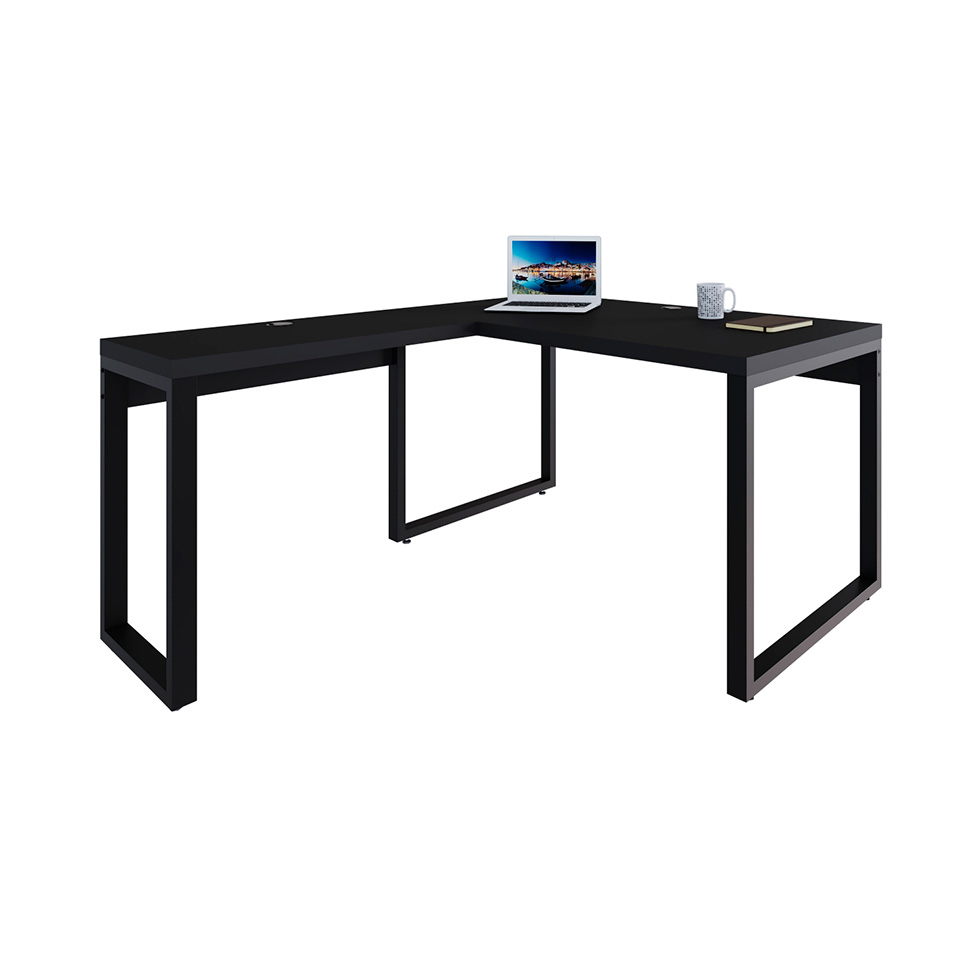 Mesa de Escritório em L Miguel Preta 135 cm
