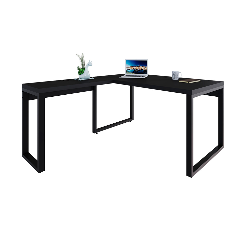 Mesa de Escritório em L Miguel Preta 150 cm