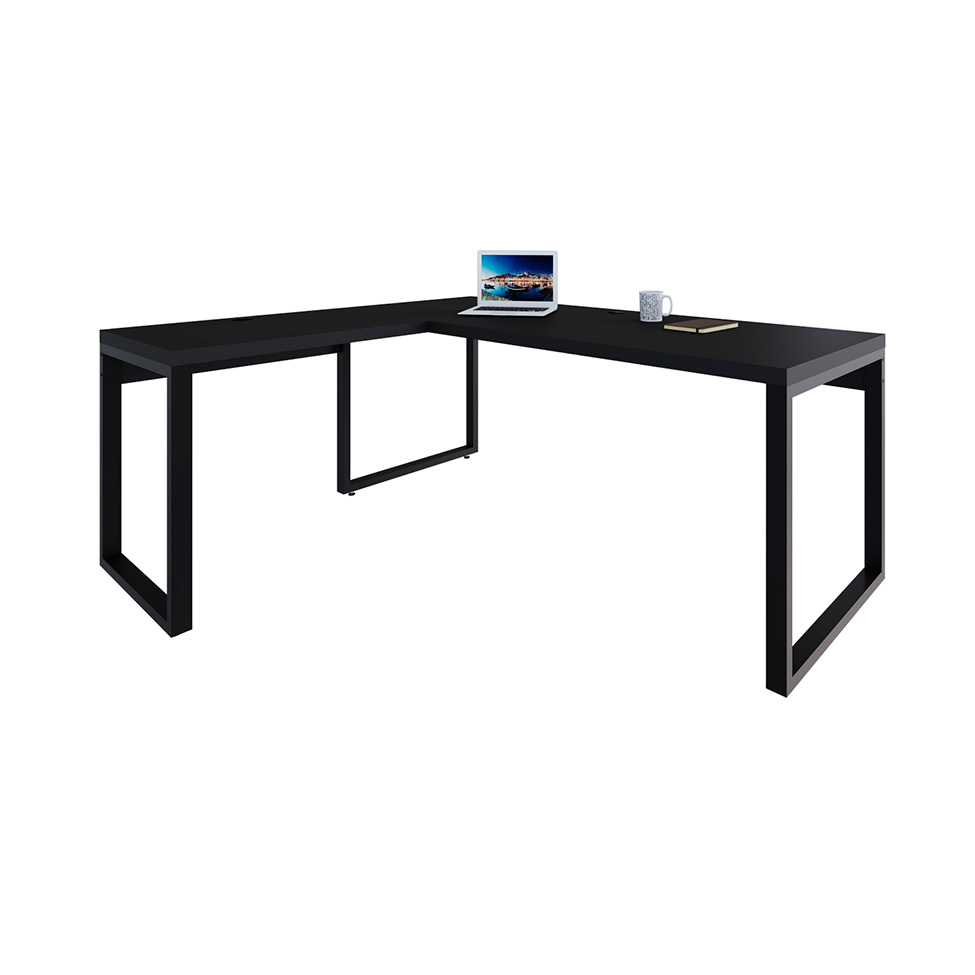 Mesa de Escritório em L Miguel Preta 190 cm