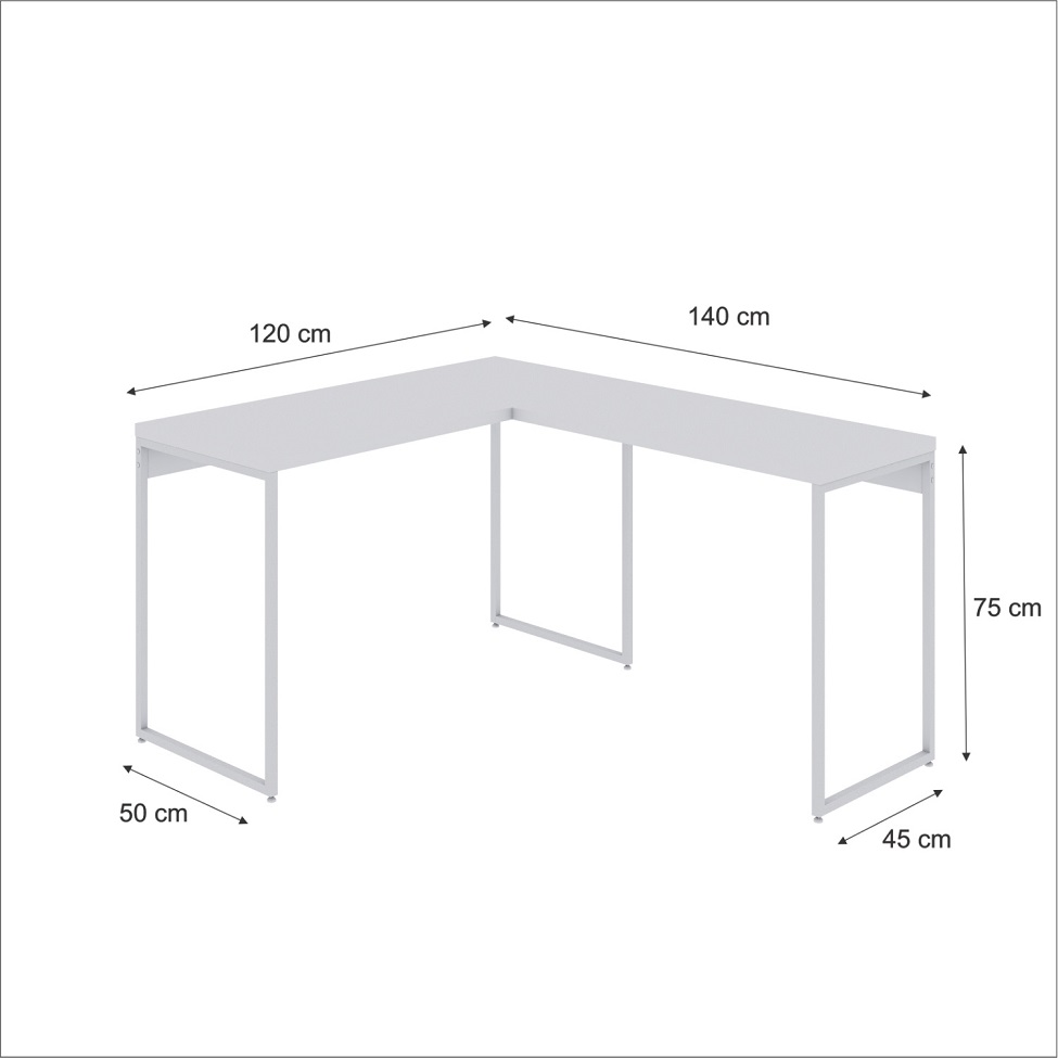 Mesa de Escritório em L Studio Branca 120x140 cm