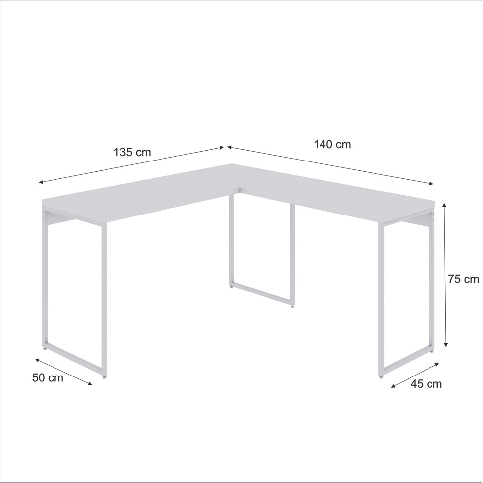Mesa de Escritório em L Studio Branca 135x140 cm