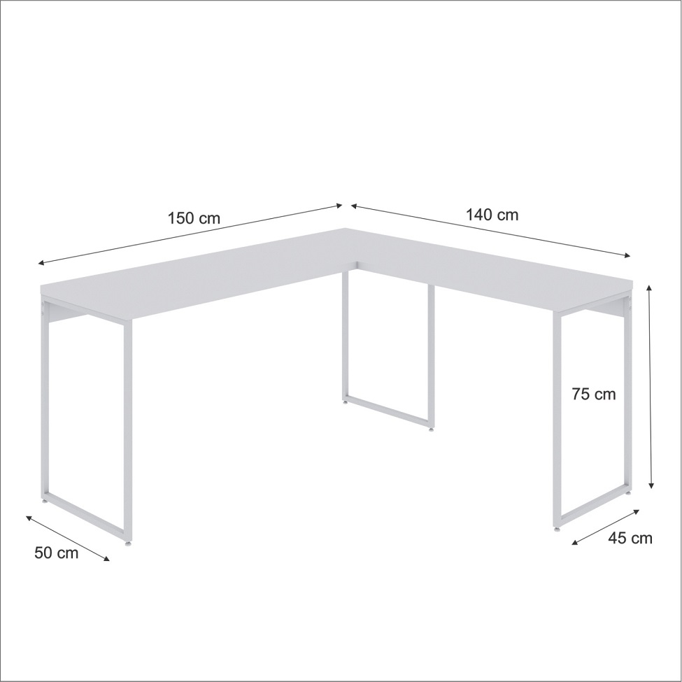 Mesa de Escritório em L Studio Branca 150x140 cm
