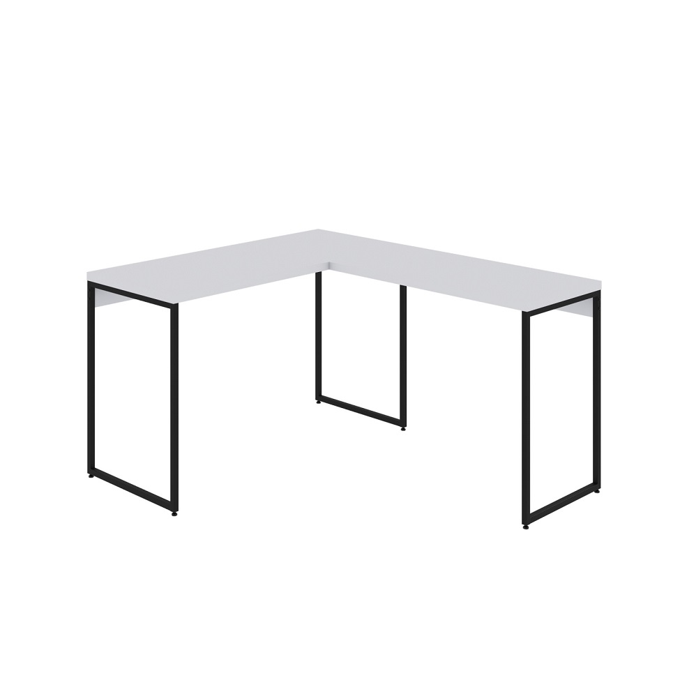 Mesa de Escritório em L Studio Branca e Preta 120x140 cm