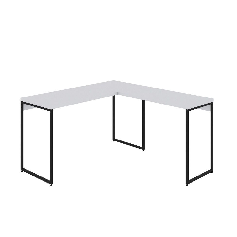 Mesa de Escritório em L Studio Branca e Preta 135x140 cm