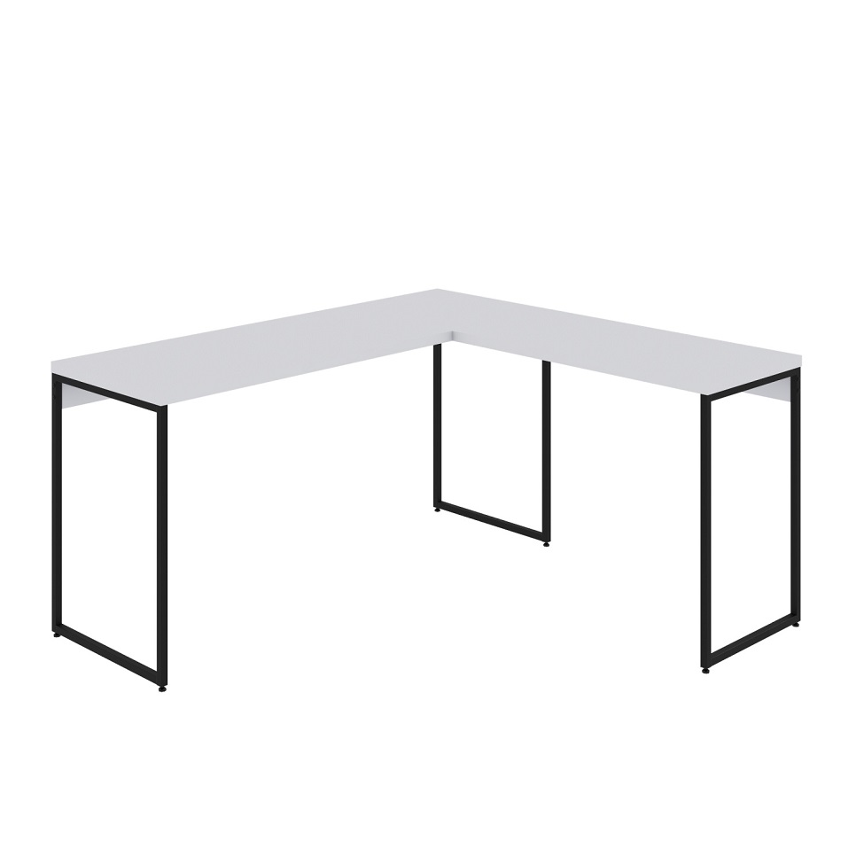 Mesa de Escritório em L Studio Branca e Preta 150x140 cm