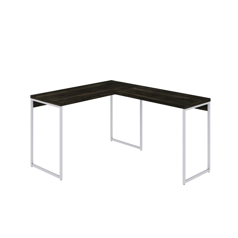 Mesa de Escritório em L Studio Carvalho Dark e Branca 120x140 cm