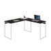 Mesa de Escritório em L Studio Carvalho Dark e Branca 135x140 cm