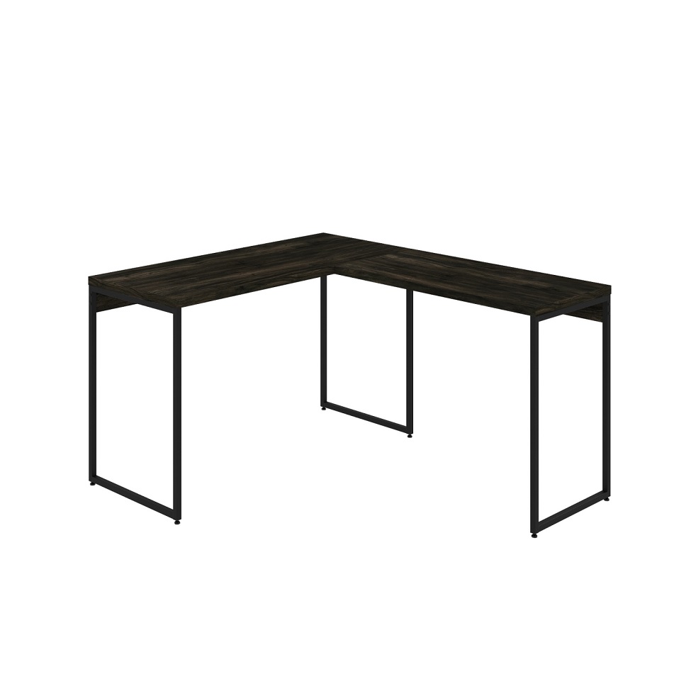 Mesa de Escritório em L Studio Carvalho Dark e Preta 120x140 cm